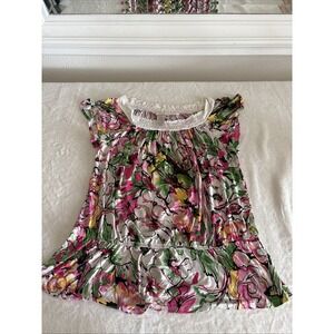 Baby Phat Women's 2X Y2K Floral Tunic Top Elastic Waist Cap Sleeve